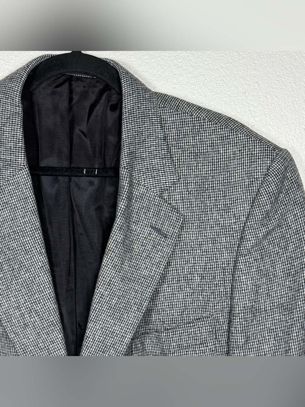 Oscar de la Renta 44L Beige/Black Houndstooth Wool/Camel Hair 2 Button Blazer